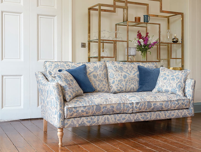 Brunel 3 seater sofa in Spill Resistant V&A Coromandel Morning Blue